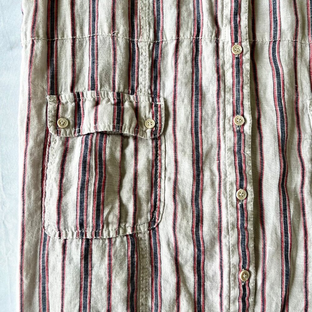 Caslon 100% Linen Striped Shirt Dress - Coastal Midi - Size L - Picture 4 of 11